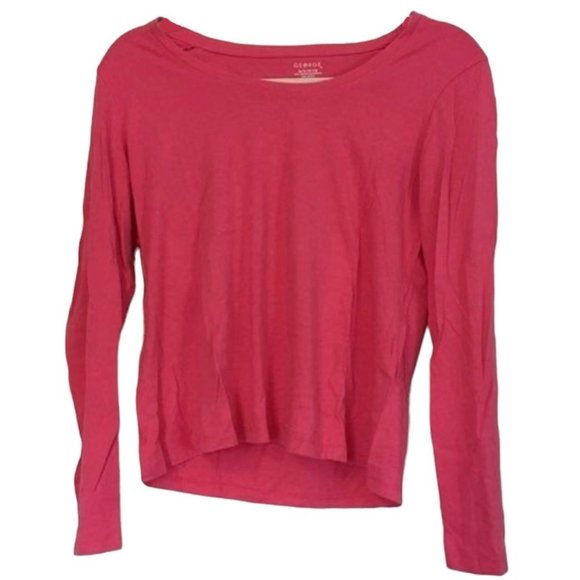 George Long Sleeve Shirt M Scoop Dark Coral Pink Salmon Cotton Modal Classic - Picture 1 of 3